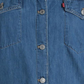 Blusa feminina Levi's de manga comprida com gola e botões, azul, tamanho 1X