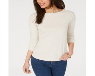 Charter Club Blusa feminina de algodão Pima com botões e ombros de fora, tamanho pequeno P/M