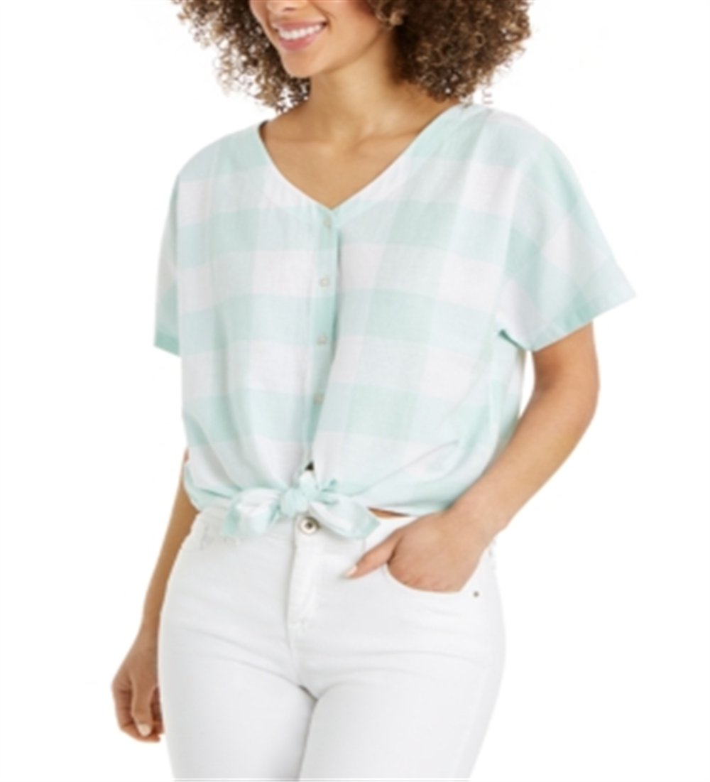 Blusa feminina com amarração frontal estilo &amp; co, verde, tamanho pequeno