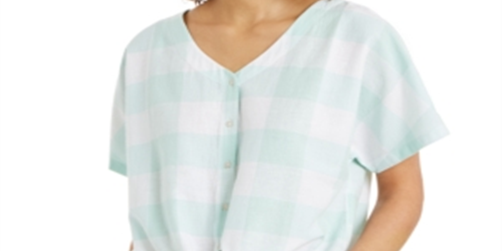 Blusa feminina com amarração frontal estilo &amp; co, verde, tamanho pequeno