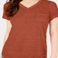 Camiseta feminina estilo &amp; co com decote em V e estampa Burnout, laranja, tamanho pequeno G