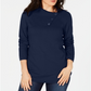 Karen Scott Suéter Feminino de Algodão com Gola Envelope Azul Tamanho XS