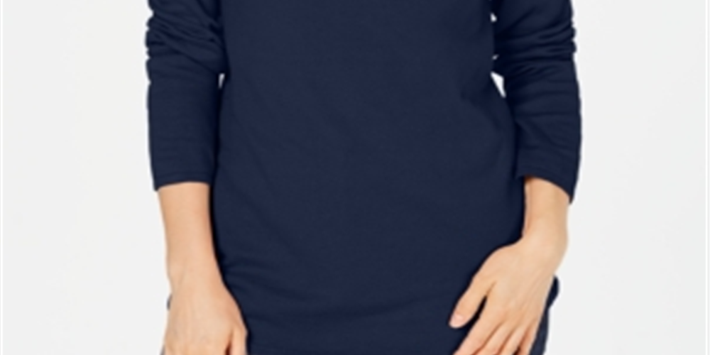 Karen Scott Suéter Feminino de Algodão com Gola Envelope Azul Tamanho XS