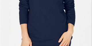 Karen Scott Suéter Feminino de Algodão com Gola Envelope Azul Tamanho XS