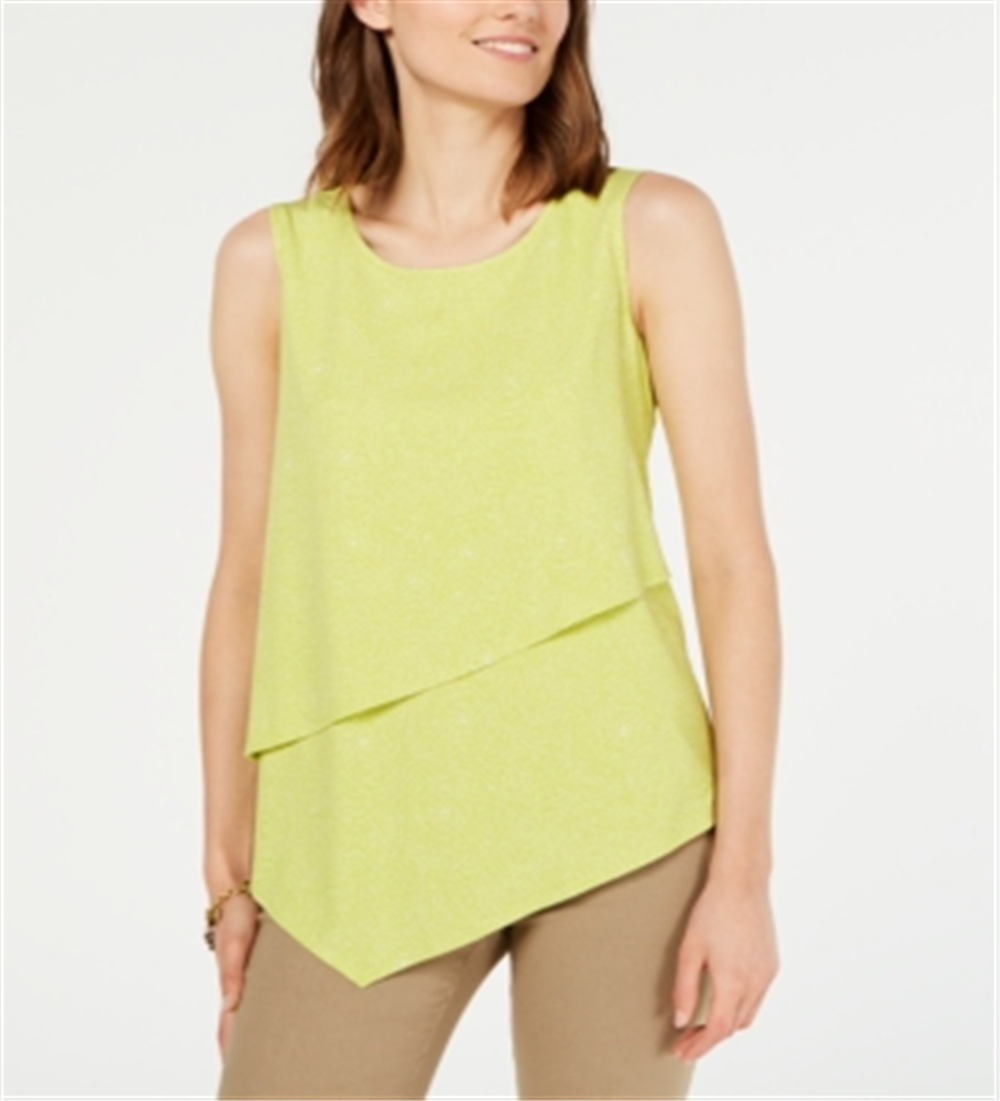 Blusa feminina Alfani com sobreposição assimétrica, verde, tamanho pequeno G