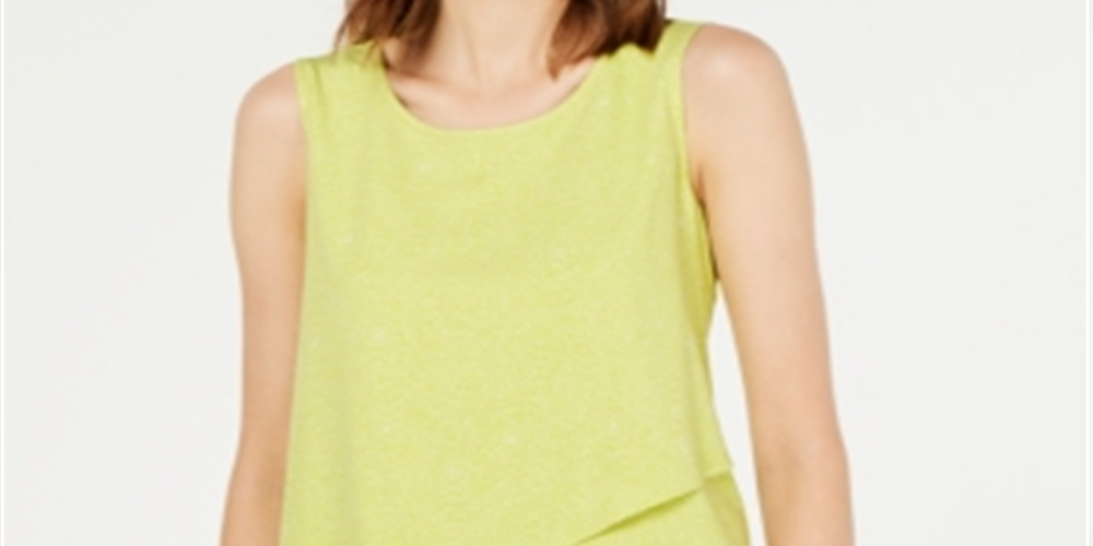 Blusa feminina Alfani com sobreposição assimétrica, verde, tamanho pequeno G