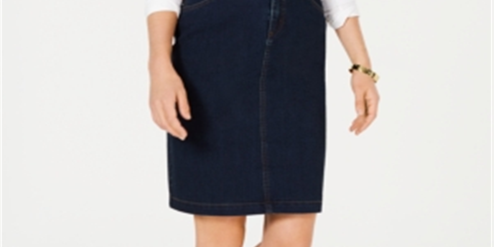 Saia jeans feminina Charter Club Tummy Control azul tamanho 2 Petite