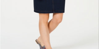 Saia jeans feminina Charter Club Tummy Control azul tamanho 2 Petite