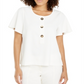 Blusa feminina Alfani com decote em botão e mangas bufantes, branca, tamanho grande