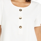 Blusa feminina Alfani com decote em botão e mangas bufantes, branca, tamanho grande