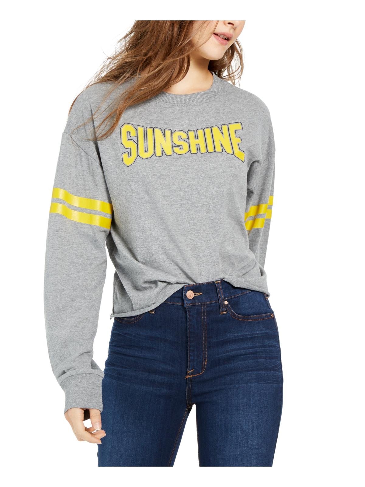 Camiseta feminina moderna Lux com slogan Sunshine, cinza, tamanho grande