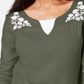 Blusa feminina Karen Scott de algodão bordado com camadas, verde, tamanho grande