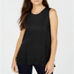 Blusa de malha feminina Michael Kors com bainha de mídia mista, preta, tamanho pequeno pequeno