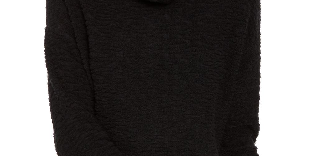 Suéter feminino texturizado de manga comprida e gola alta Eileen Fisher, preto, tamanho GG