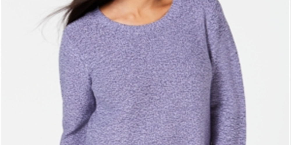 Karen Scott Suéter Feminino de Algodão Marmorizado Roxo Tamanho Grande