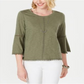 Blusa feminina estilo &amp; co com manga sino e acabamento em crochê, verde, tamanho médio