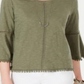 Blusa feminina estilo &amp; co com manga sino e acabamento em crochê, verde, tamanho médio