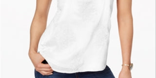 Blusa bordada feminina Style &amp; Co, branca, tamanho pequeno G