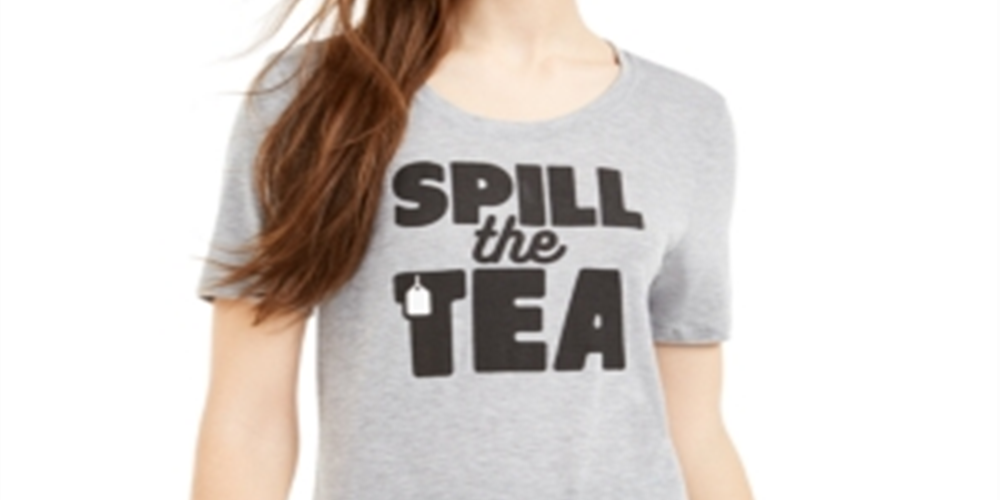 Camiseta estampada Love Tribe Junior Spill the Tea, cinza, tamanho pequeno