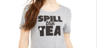 Camiseta estampada Love Tribe Junior Spill the Tea, cinza, tamanho pequeno