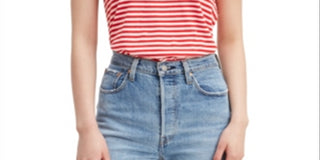 Levi's Women's Perfect Striped Cotton T-Shirt Red Size X-Small
