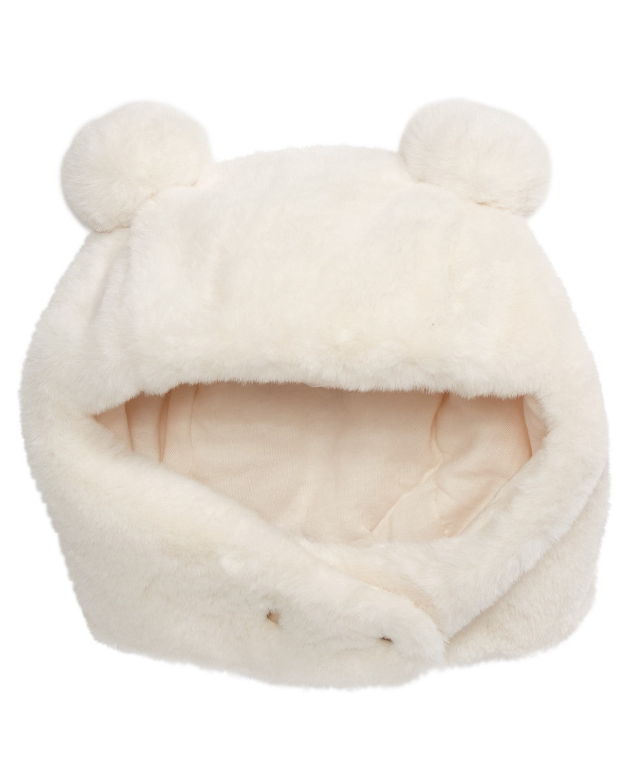 First Impressions Chapéu de pompom de pele sintética para meninos e meninas, tamanho branco, 0-6 meses