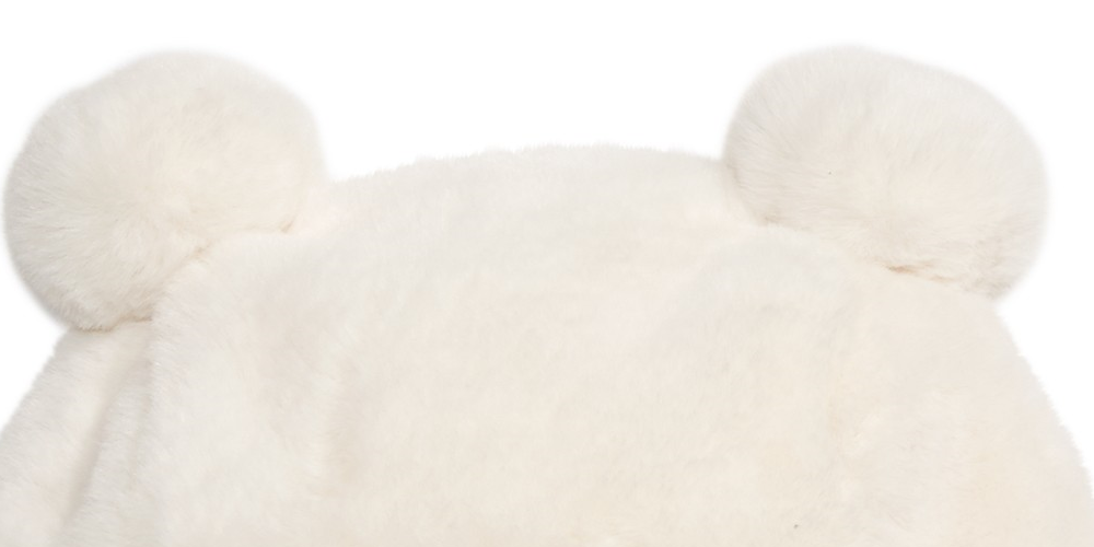 First Impressions Chapéu de pompom de pele sintética para meninos e meninas, tamanho branco, 0-6 meses