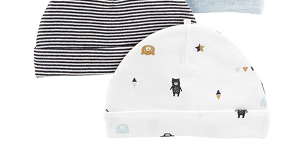 Carter's Boy's - Pacote com 3 protetores de orelha de urso, brancos, vários tamanhos, 0-3 meses