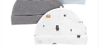 Carter's Boy's - Pacote com 3 protetores de orelha de urso, brancos, vários tamanhos, 0-3 meses