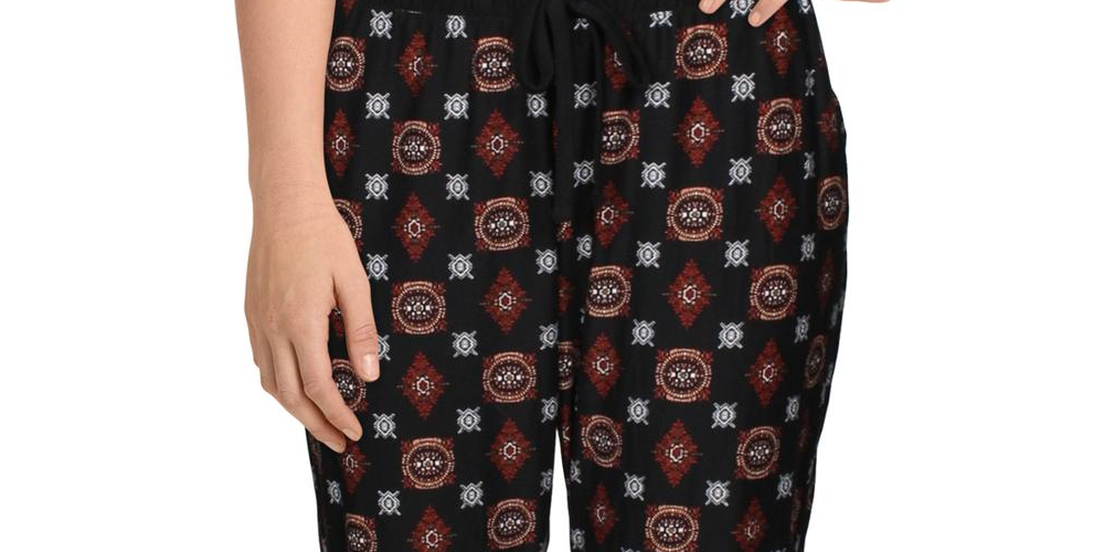 Calça jogger feminina Hippie Rose Yummy Floral Cozy preta tamanho médio