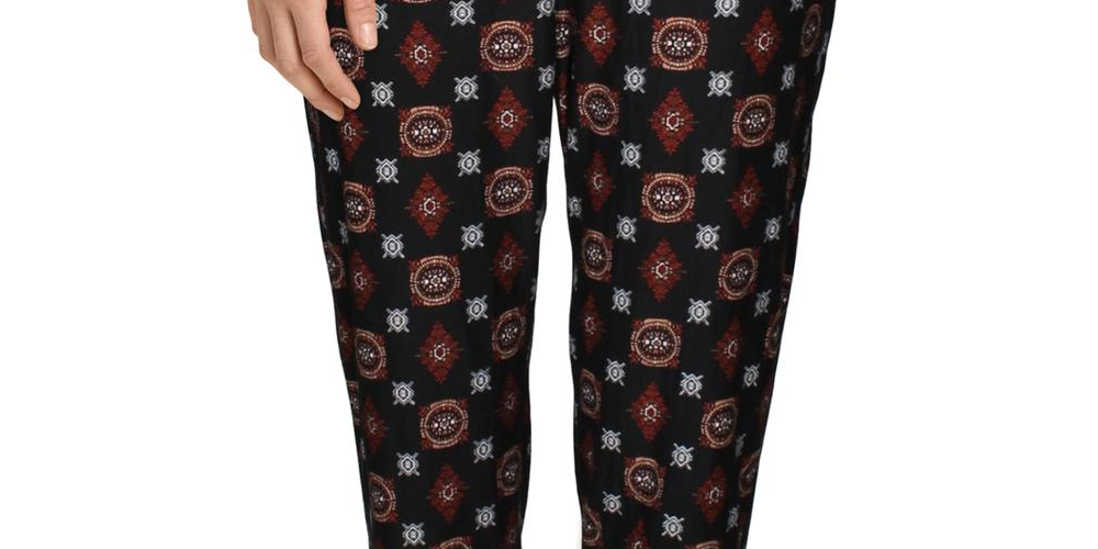 Calça jogger feminina Hippie Rose Yummy Floral Cozy preta tamanho médio