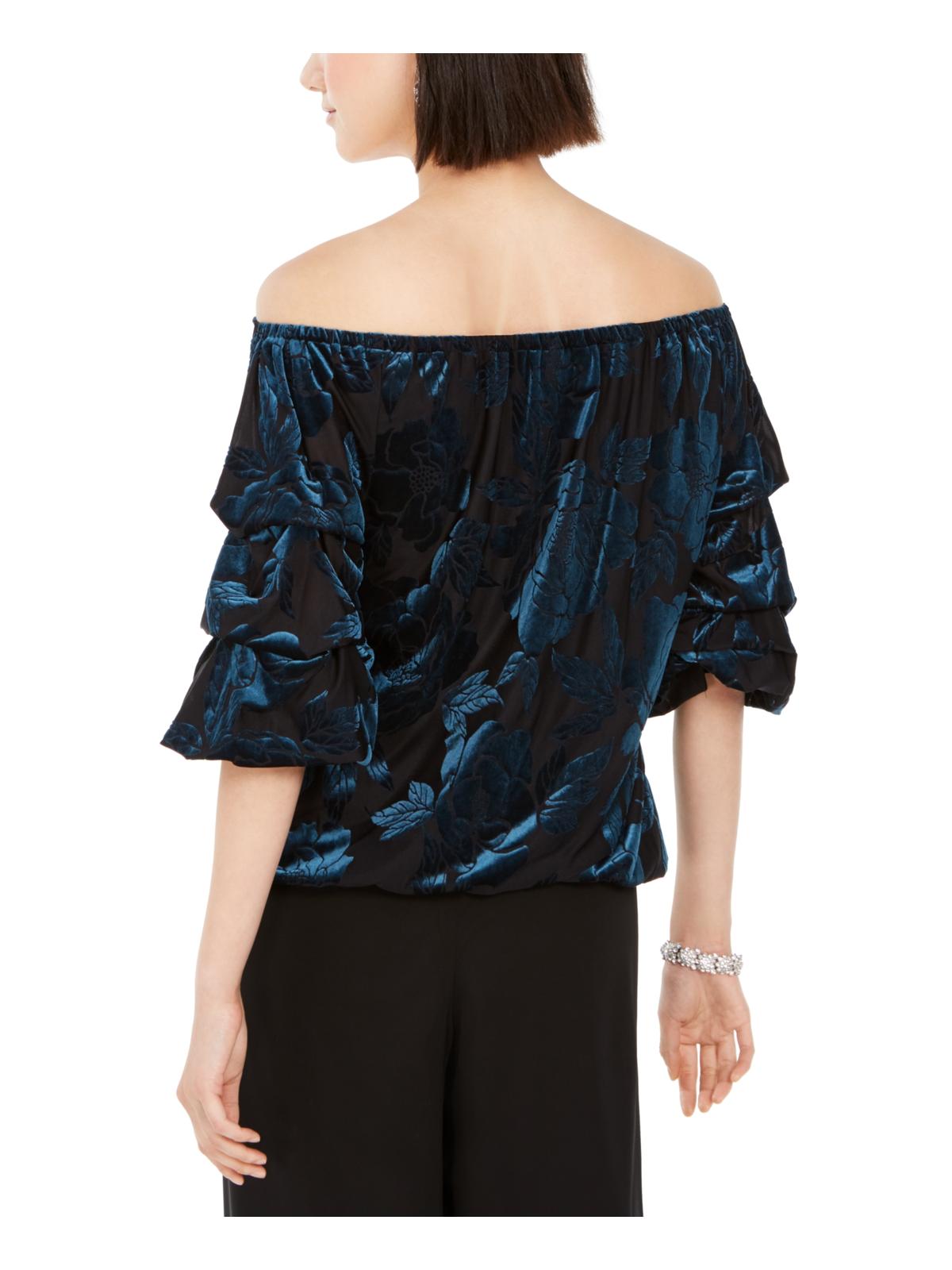 Blusa feminina MSK de veludo com ombros à mostra, verde, tamanho X-G