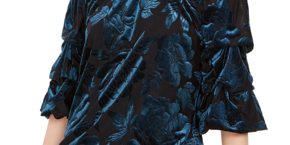 Blusa feminina MSK de veludo com ombros à mostra, verde, tamanho X-G