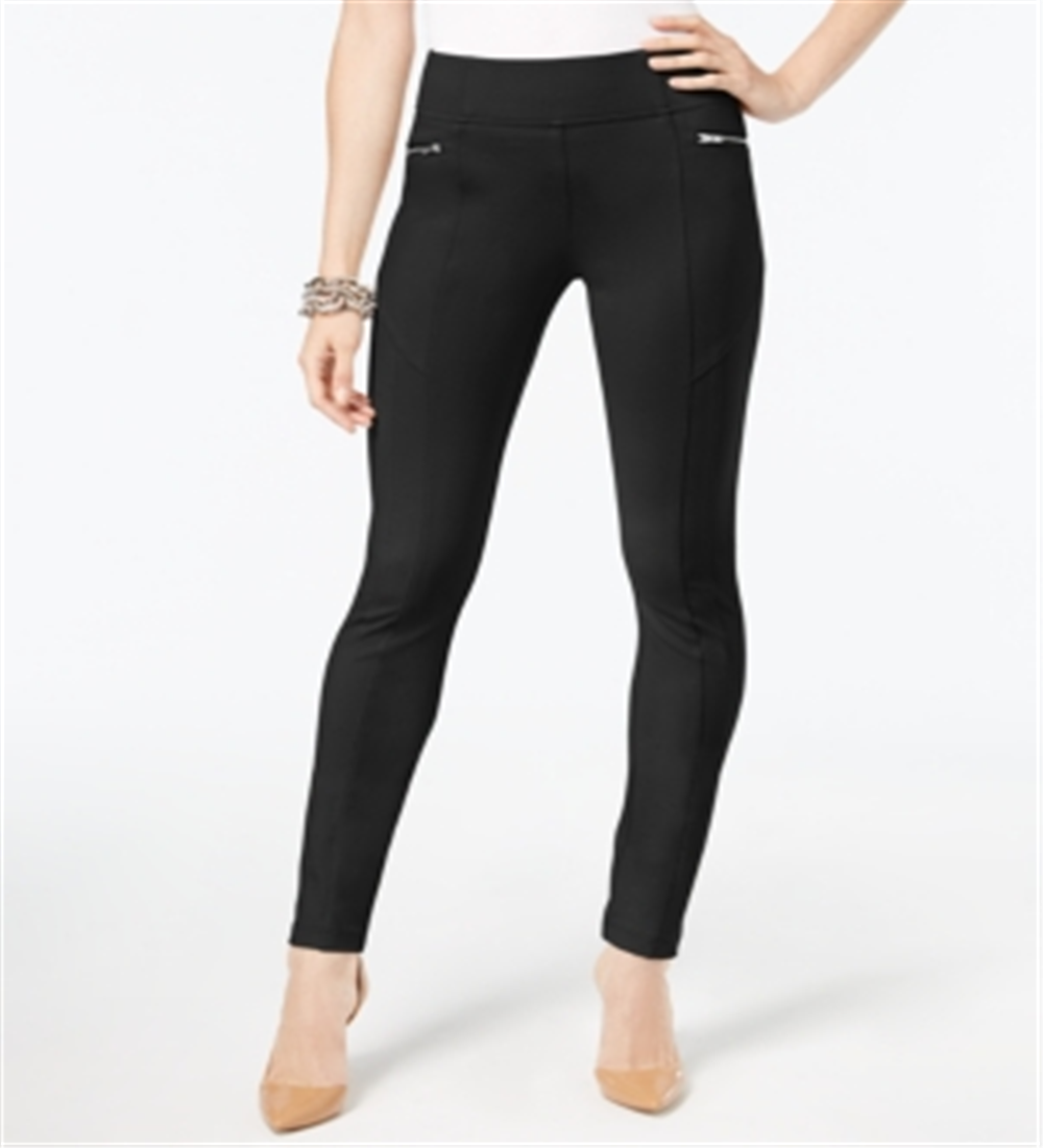 Calça skinny feminina INC International Concepts com bolso e zíper, preta, tamanho 8, pequena
