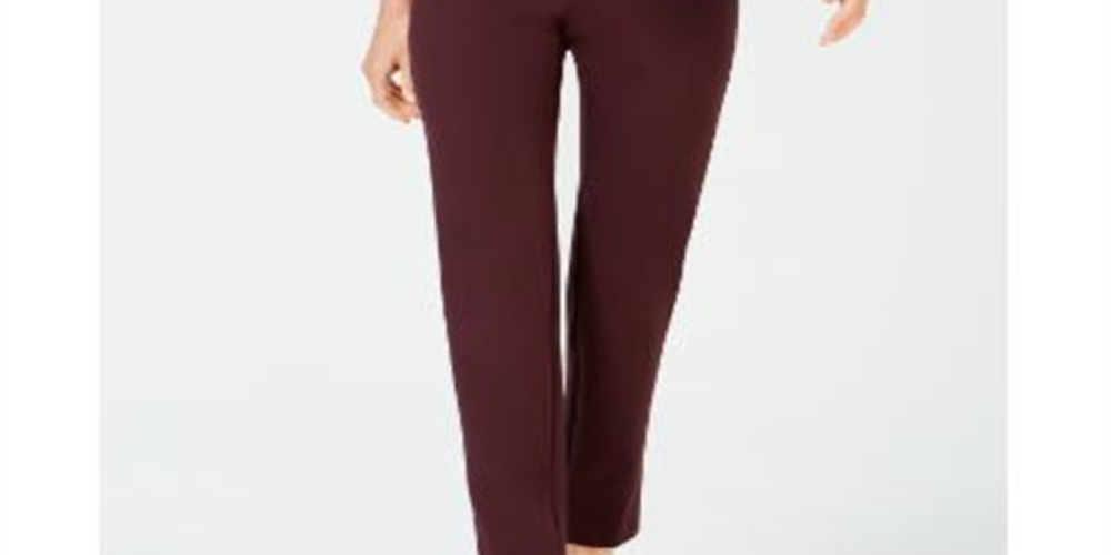 Calça feminina Alfani Ponte Knit Slim Leg Vermelha Tamanho 8 Petite