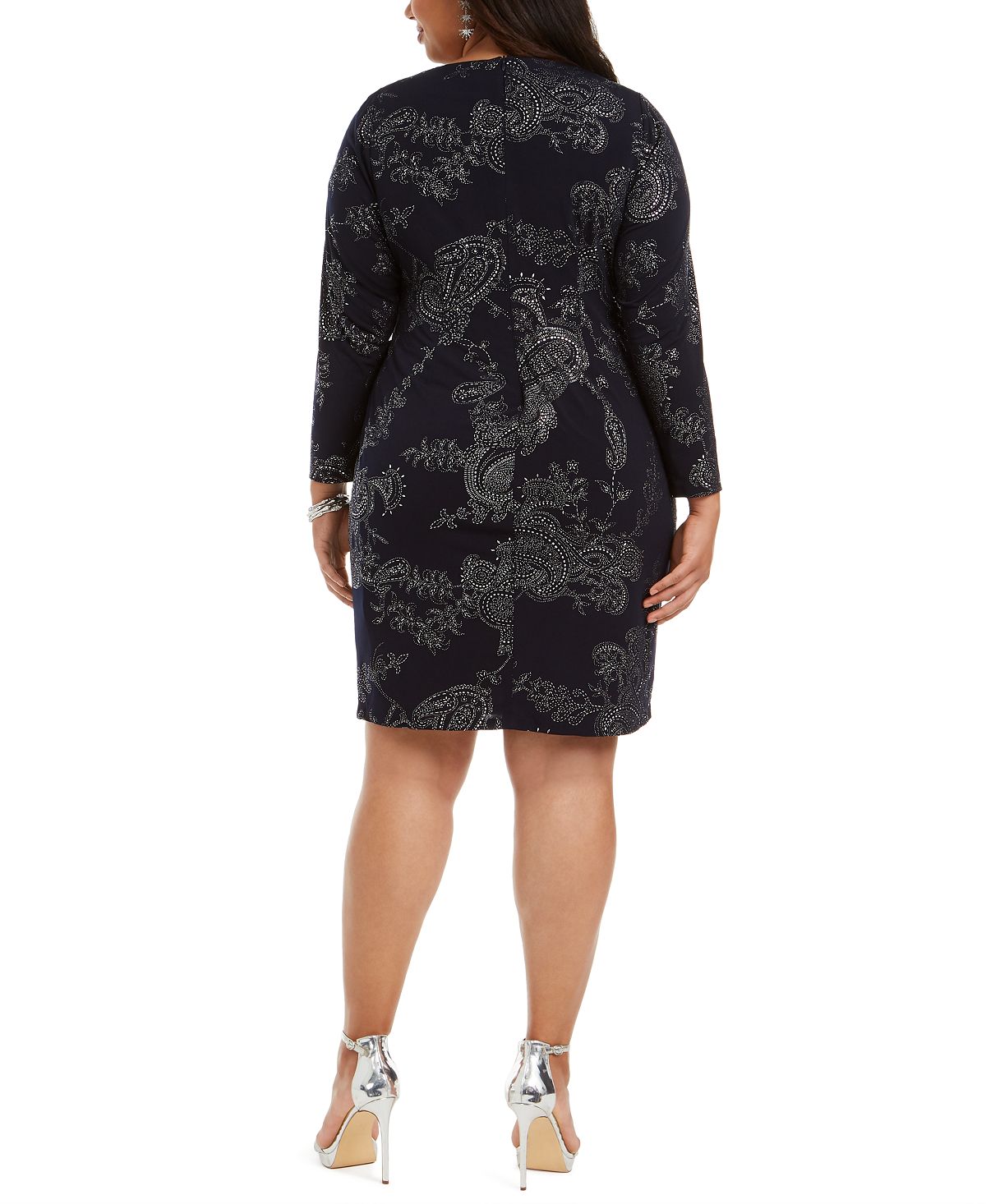 Vestido feminino Jessica Howard com estampa Paisley e franzido lateral, azul-marinho, tamanho 22W