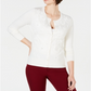 Cardigan feminino com apliques florais Charter Club, branco, tamanho extrapequeno