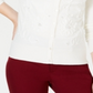 Cardigan feminino com apliques florais Charter Club, branco, tamanho extrapequeno