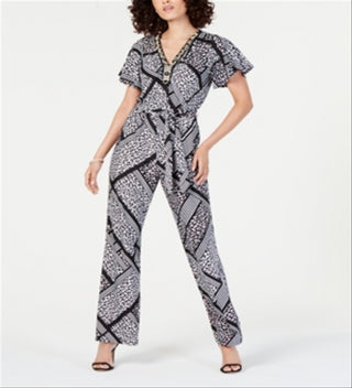 Macacão feminino NY Collection com mangas esvoaçantes, preto, tamanho pequeno médio