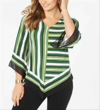 Alfani Poncho Listrado Feminino Verde Pequeno