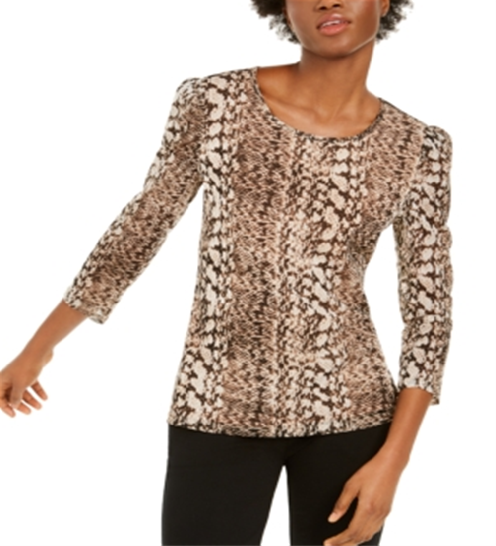 Blusa feminina com estampa de ombros bufantes e listras múltiplas, tamanho pequeno XL, da INC International Concepts