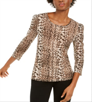 Blusa feminina com estampa de ombros bufantes e listras múltiplas, tamanho pequeno XL, da INC International Concepts