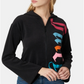 Jaqueta com capuz e zíper Juicy Couture feminina, preta, tamanho grande