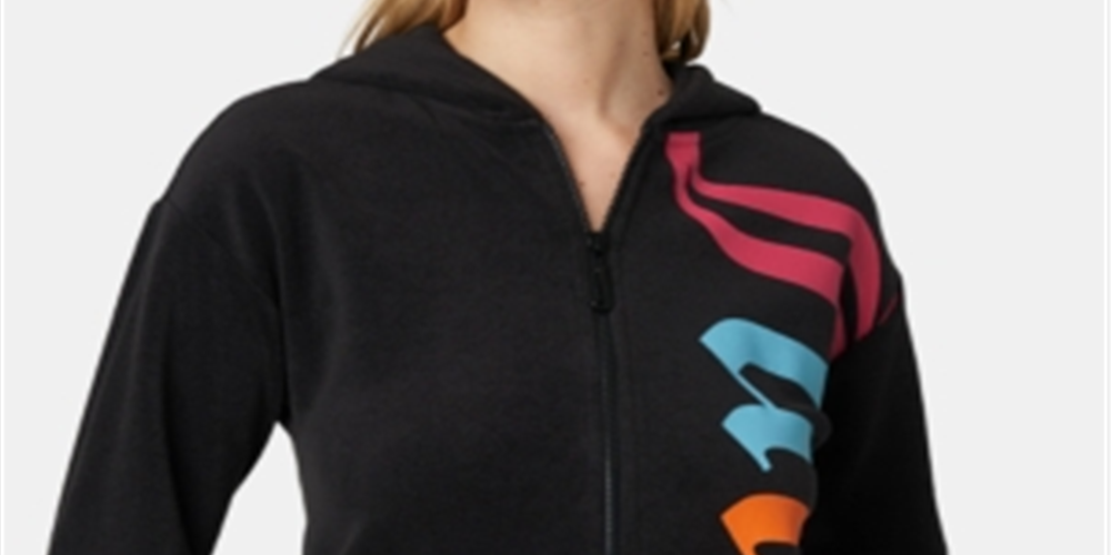 Jaqueta com capuz e zíper Juicy Couture feminina, preta, tamanho grande