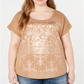 Camiseta feminina com estampa gráfica plus size Style &amp; Co, marrom, tamanho 2X