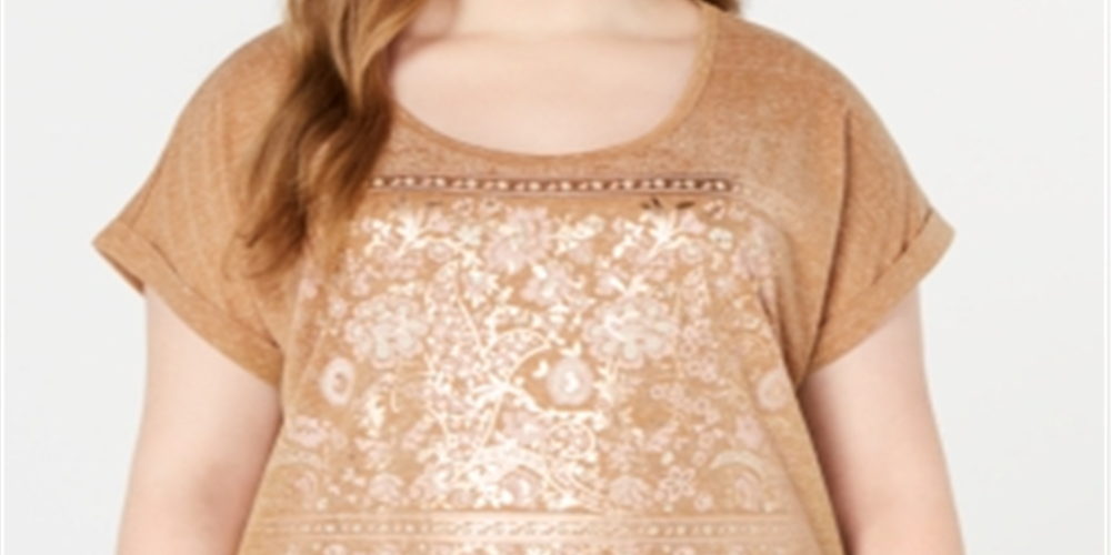 Camiseta feminina com estampa gráfica plus size Style &amp; Co, marrom, tamanho 2X