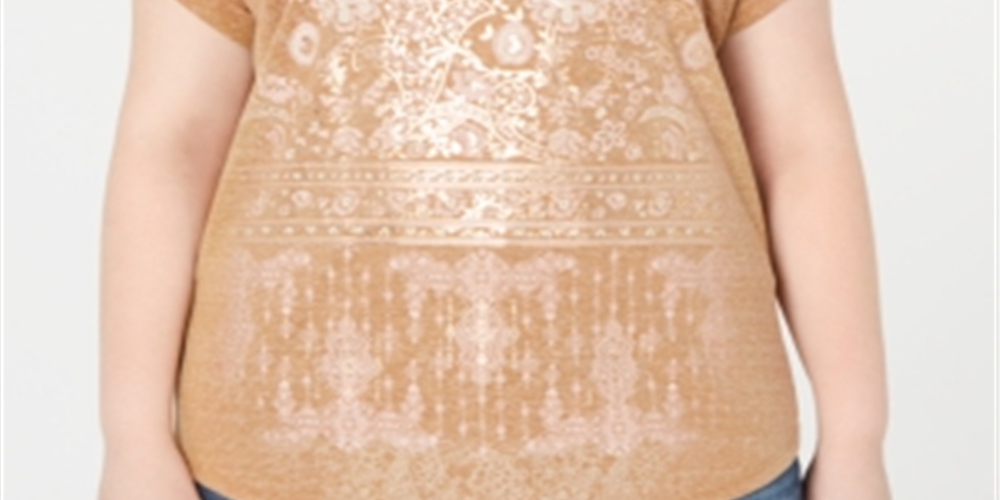 Camiseta feminina com estampa gráfica plus size Style &amp; Co, marrom, tamanho 2X
