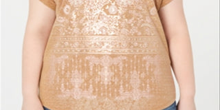 Camiseta feminina com estampa gráfica plus size Style &amp; Co, marrom, tamanho 2X