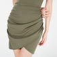 Vestido curto de festa feminino Planet Gold com zíper e manga curta, gola redonda, verde, tamanho X-S