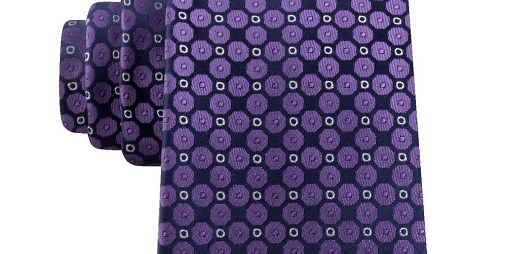 Gravata Masculina Clássica Geométrica Kenneth Cole Roxa Tamanho Regular